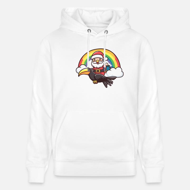 Tukan Vogel Weihnachtsmann Regenbogen - Stanley/Stella Unisex Bio-Hoodie CRUISER  - Weiß