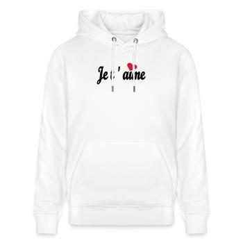Je t ´aime - Stanley/Stella Unisex Bio-Hoodie CRUISER  - Weiß - Vorne - Alina (178cm) & Michal (187cm)