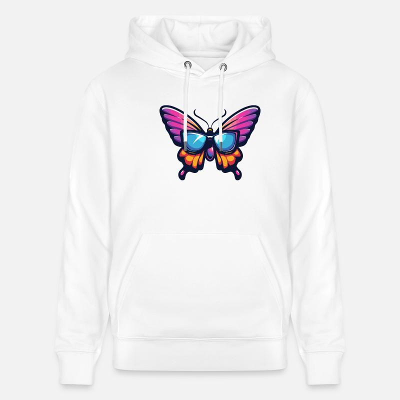 Animal papillon - Sweat à capuche bio CRUISER Stanley/Stella Unisexe - blanc
