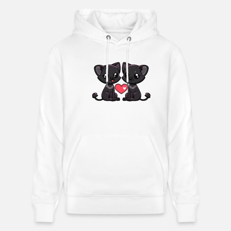 Panthère Amour Coeur Couple - Sweat à capuche bio CRUISER Stanley/Stella Unisexe - blanc