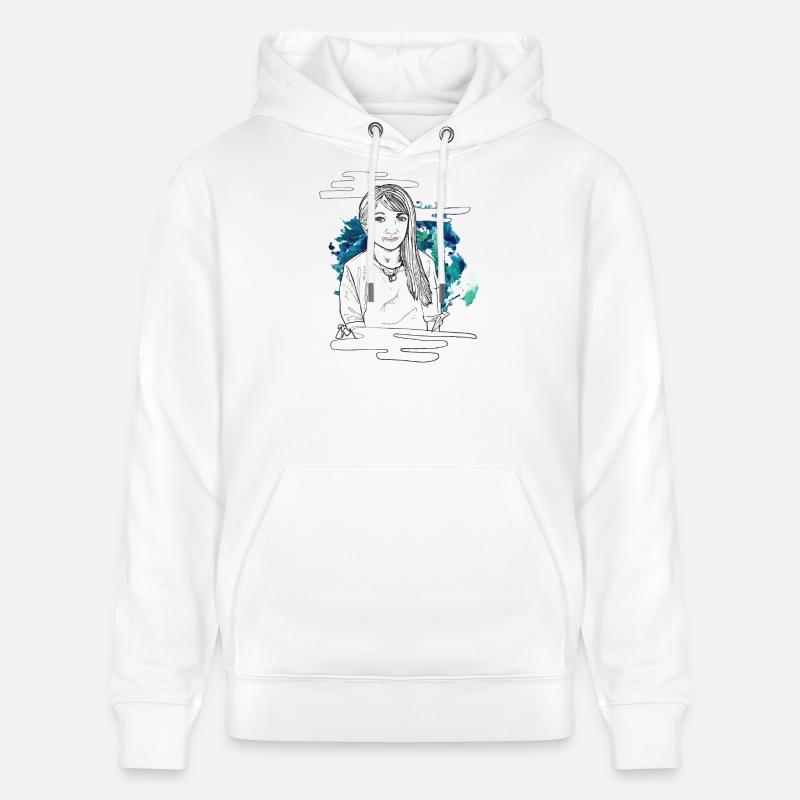 Lächelndes Mädchen mit Muster - Stanley/Stella Unisex Bio-Hoodie CRUISER  - Weiß