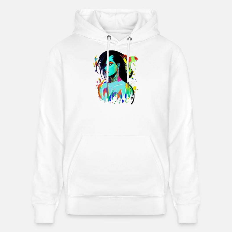 Neon Porträt Farbexplosion - Stanley/Stella Unisex Bio-Hoodie CRUISER - Weiß