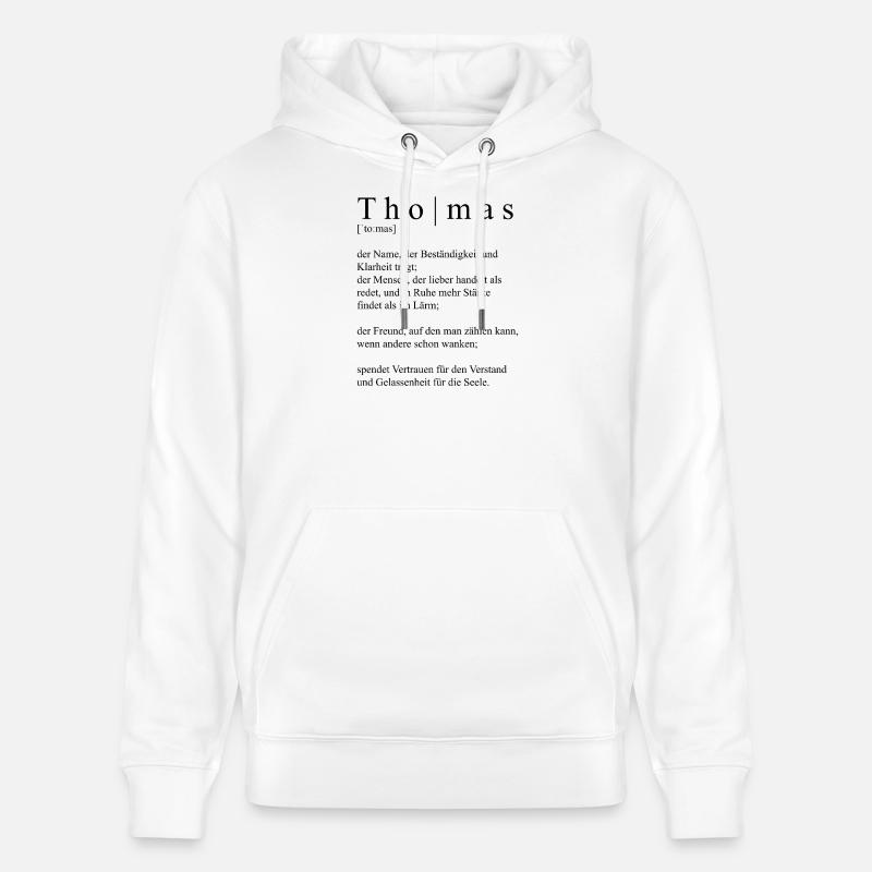 Thomas Définition Typographie - Sweat à capuche bio CRUISER Stanley/Stella Unisexe - blanc