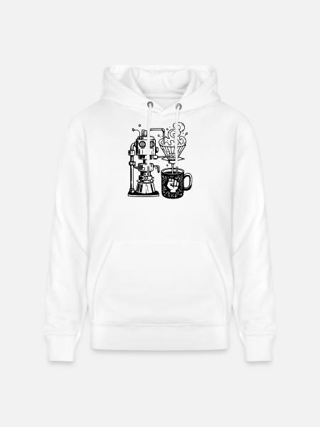 Grind or Die: Robot Chef for baristaer - Stanley/Stella CRUISER økologisk unisex-hoodie - hvid