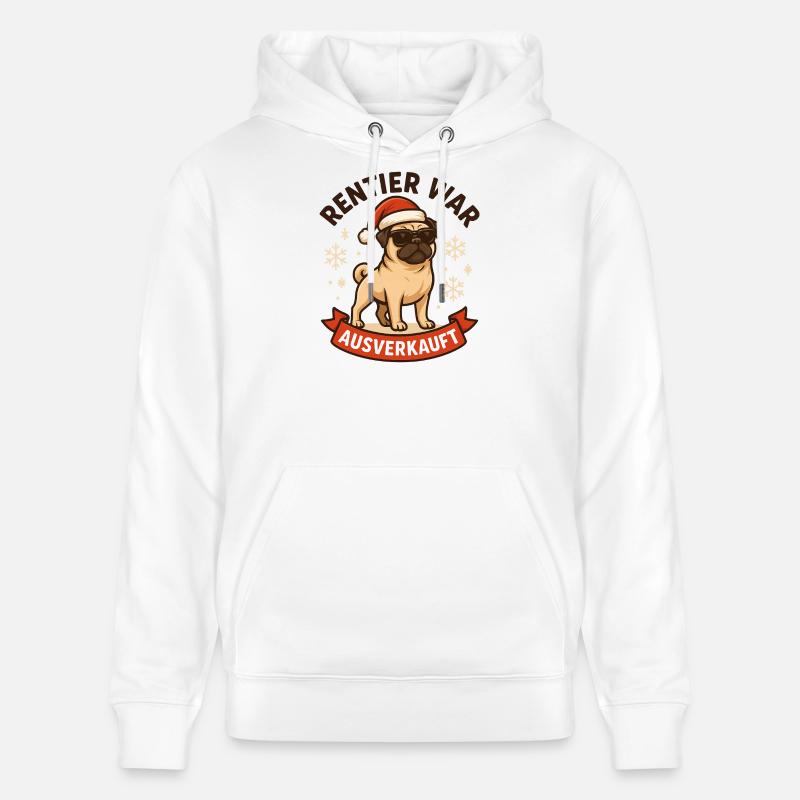 Reindeer a affiché complet Pug Pug - Sweat à capuche bio CRUISER Stanley/Stella Unisexe - blanc