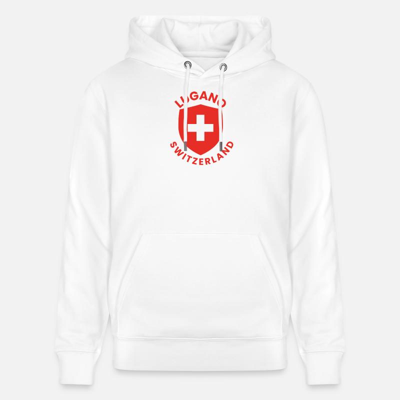 Bouclier de Lugano Drapeau suisse - Sweat à capuche bio CRUISER Stanley/Stella Unisexe - blanc