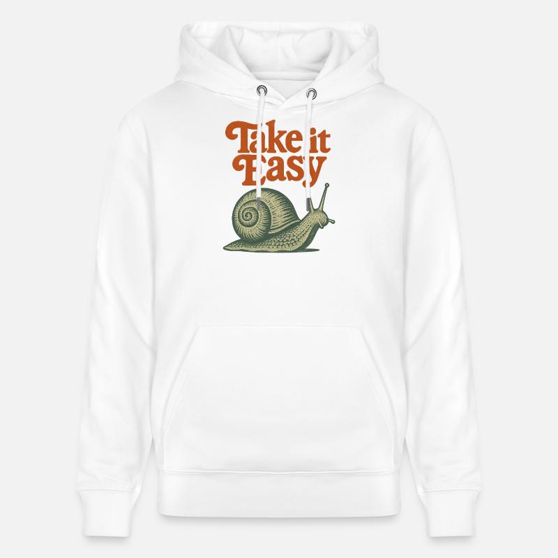 Take It Calm, Snail Rétro - Sweat à capuche bio CRUISER Stanley/Stella Unisexe - blanc