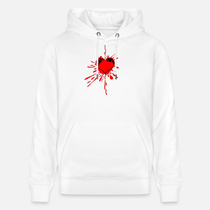 Art éclaboussé de cœur rouge - Sweat à capuche bio CRUISER Stanley/Stella Unisexe - blanc