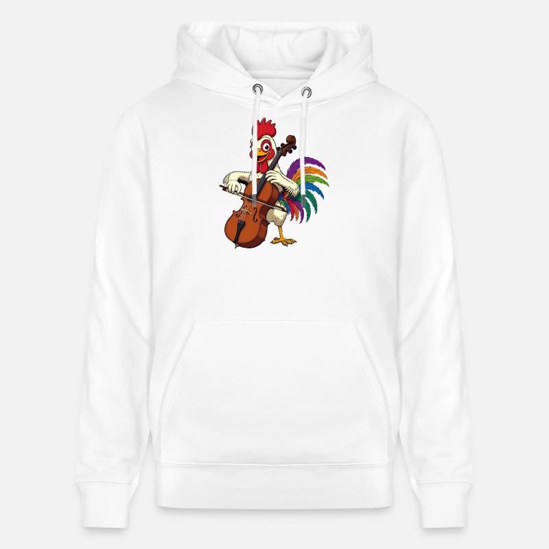 Coq avec violoncelle - Sweat à capuche bio CRUISER Stanley/Stella Unisexe - blanc