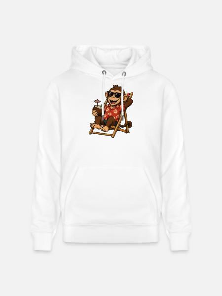 Affe am Strand im Hawaii-Look - Stanley/Stella Unisex Bio-Hoodie CRUISER - Weiß