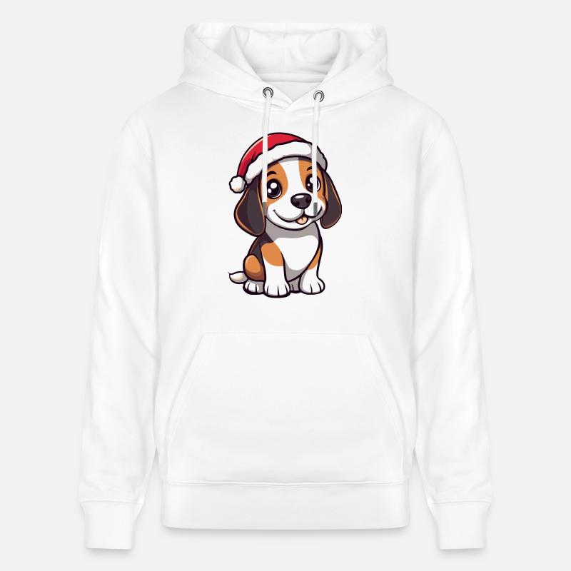 Beagle chien Noël mignon - Sweat à capuche bio CRUISER Stanley/Stella Unisexe - blanc