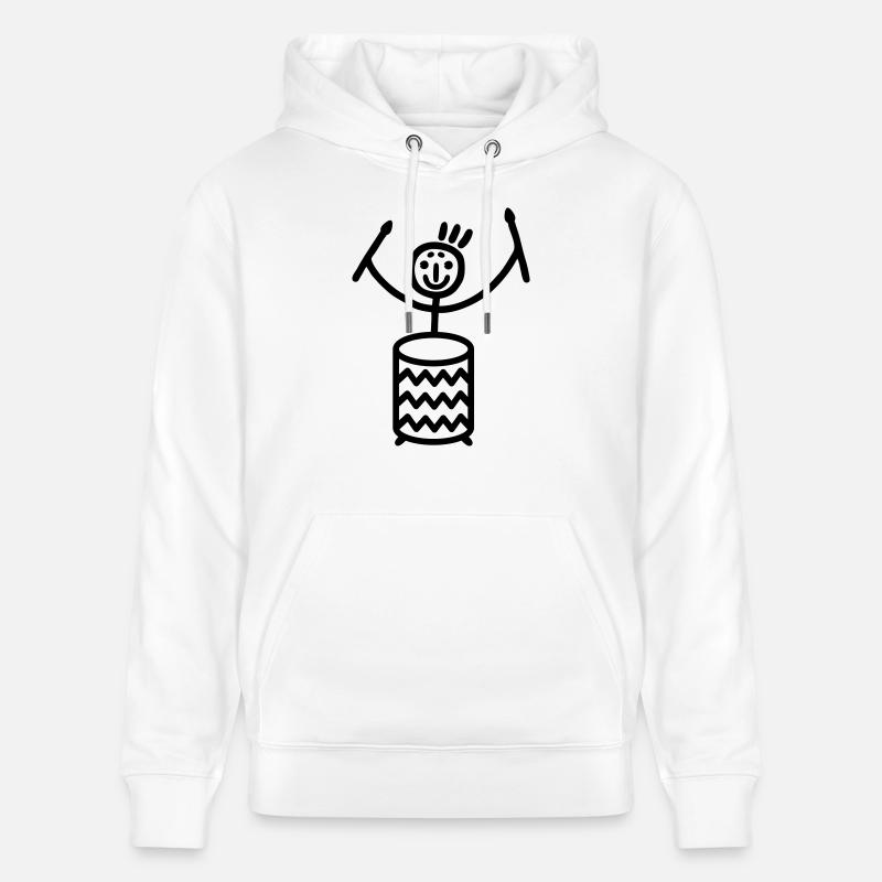 Strichmännchen mit Sambatrommel - Stanley/Stella Unisex Bio-Hoodie CRUISER  - Weiß