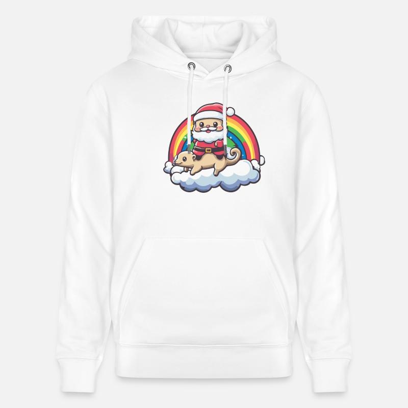 Suricate Père Noël Arc-en-ciel - Sweat à capuche bio CRUISER Stanley/Stella Unisexe - blanc