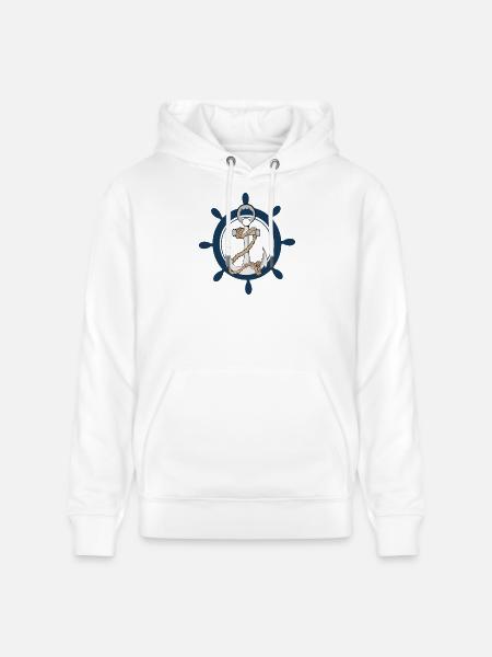 Anchor with hard port steering wheel - Stanley/Stella CRUISER Unisex Organic Hoodie - white