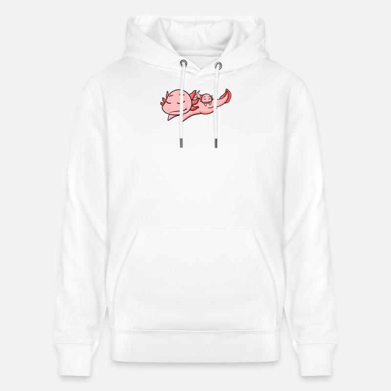 Axolotl Papa avec Bébé Axolotl - Sweat à capuche bio CRUISER Stanley/Stella Unisexe - blanc