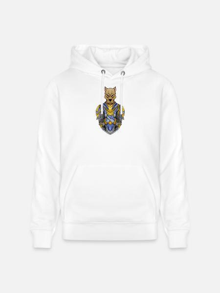 Knight Dog in Medieval Armor - Stanley/Stella CRUISER Unisex Organic Hoodie - white