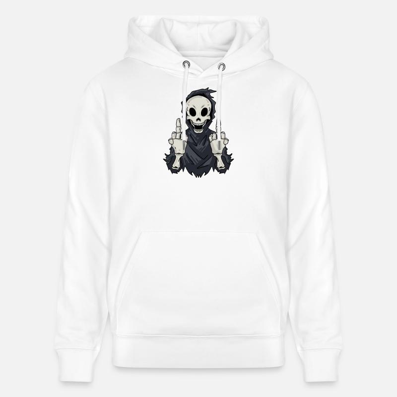 Grim Reaper montre le majeur - Sweat à capuche bio CRUISER Stanley/Stella Unisexe - blanc