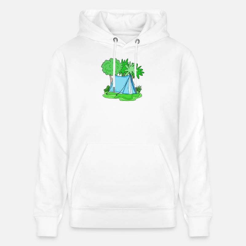 Tente bleu clair - Sweat à capuche bio CRUISER Stanley/Stella Unisexe - blanc