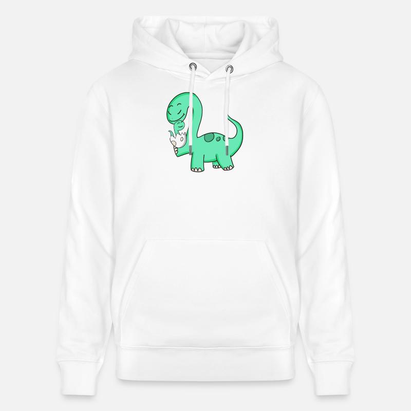 Dinosaure avec bébé dinosaure - Sweat à capuche bio CRUISER Stanley/Stella Unisexe - blanc