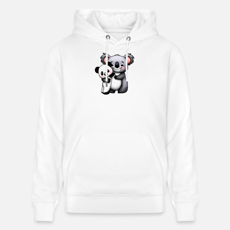 simpatico orso koala e orso panda squeeze e - Felpa con cappuccio ecologica unisex CRUISER di Stanley/Stella - bianco