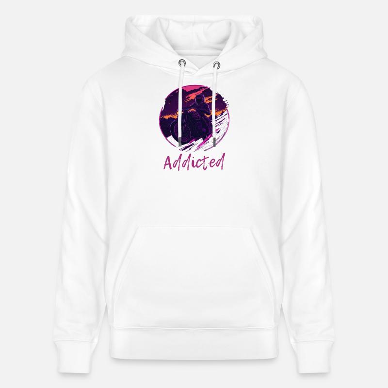 Synthwave Motorcycle Addicted - Stanley/Stella Unisex Bio-Hoodie CRUISER  - Weiß