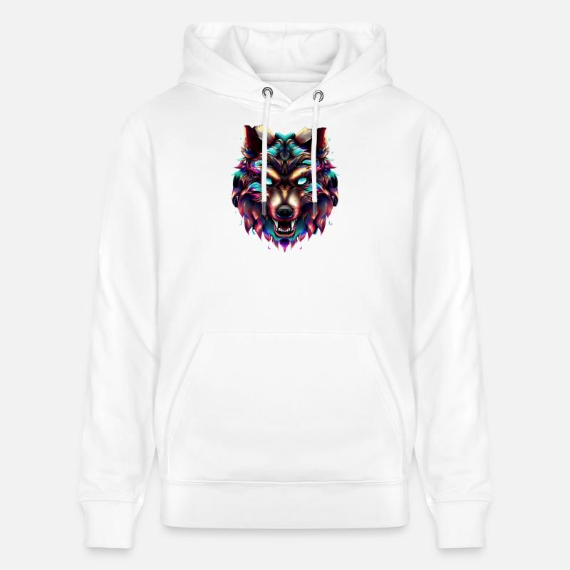 Wolfskopf Synthwave Wolf - Stanley/Stella Unisex Bio-Hoodie CRUISER  - Weiß
