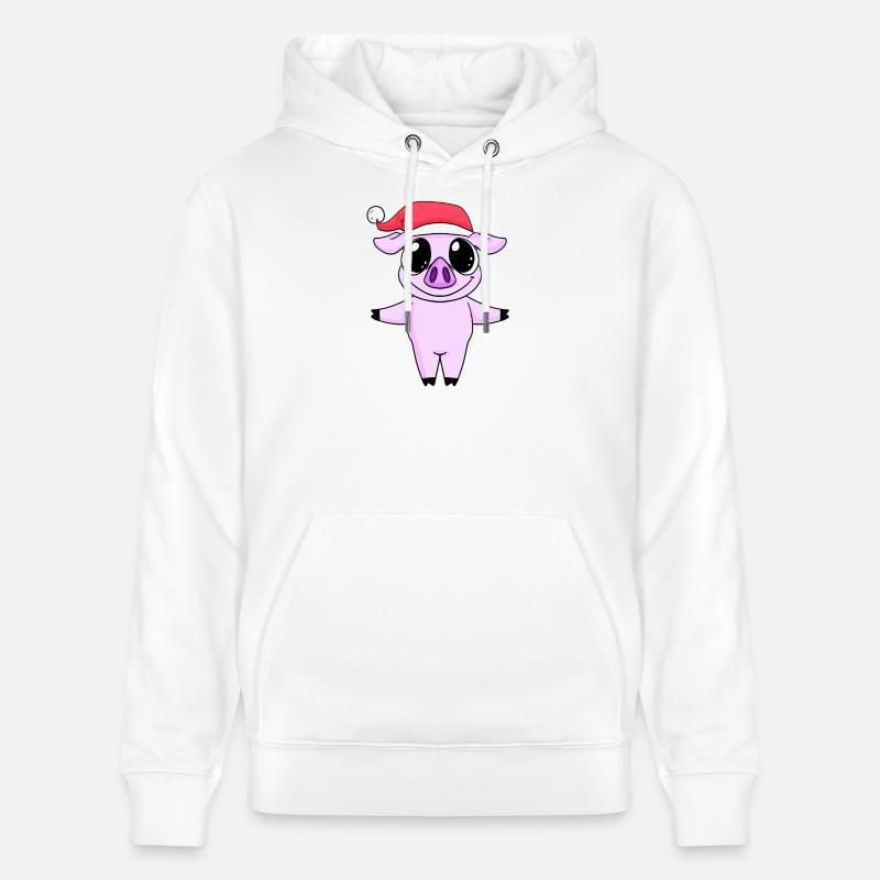 Cochon Noël - Sweat à capuche bio CRUISER Stanley/Stella Unisexe - blanc