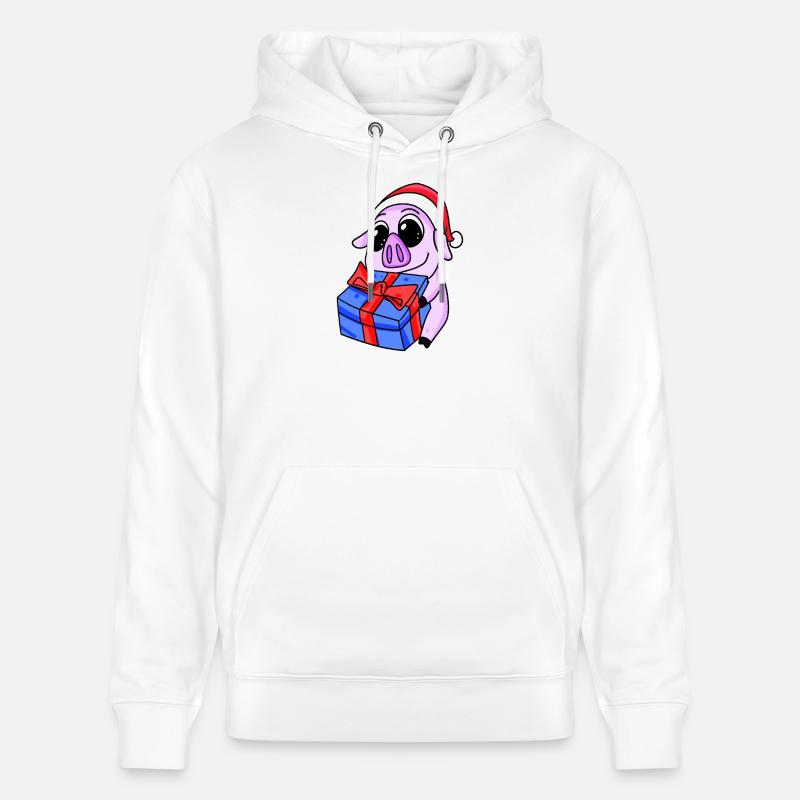 Cochon Noël - Sweat à capuche bio CRUISER Stanley/Stella Unisexe - blanc