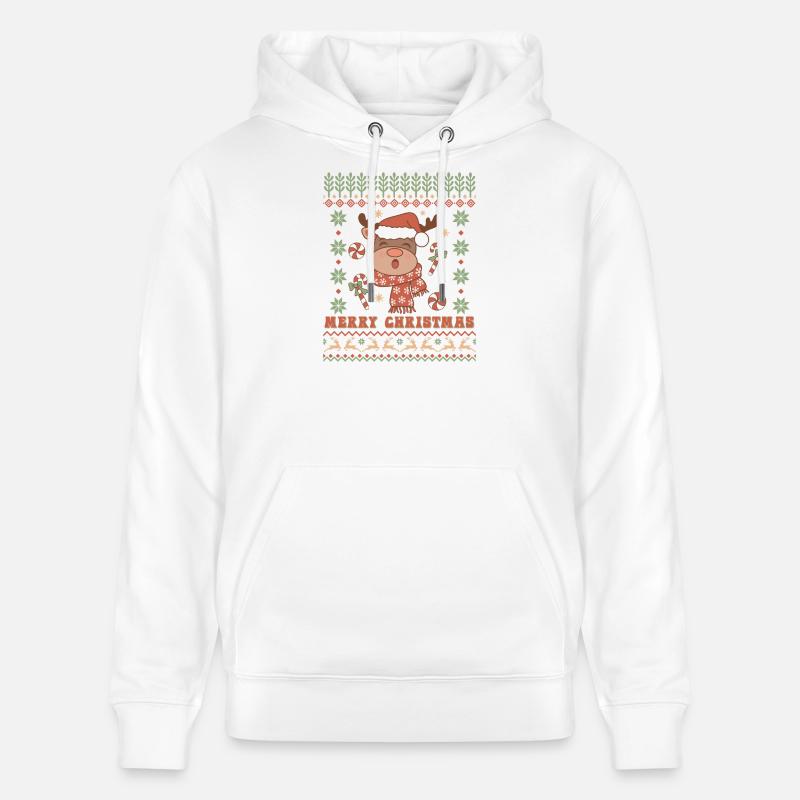 Pull de Noël moche - Sweat à capuche bio CRUISER Stanley/Stella Unisexe - blanc