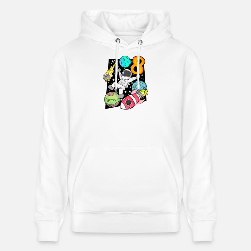 8 Fusée astronaute garçon d’anniversaire - Sweat à capuche bio CRUISER Stanley/Stella Unisexe - blanc