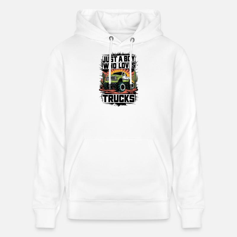 Conception de camion monstre Tracker jaune - Sweat à capuche bio CRUISER Stanley/Stella Unisexe - blanc