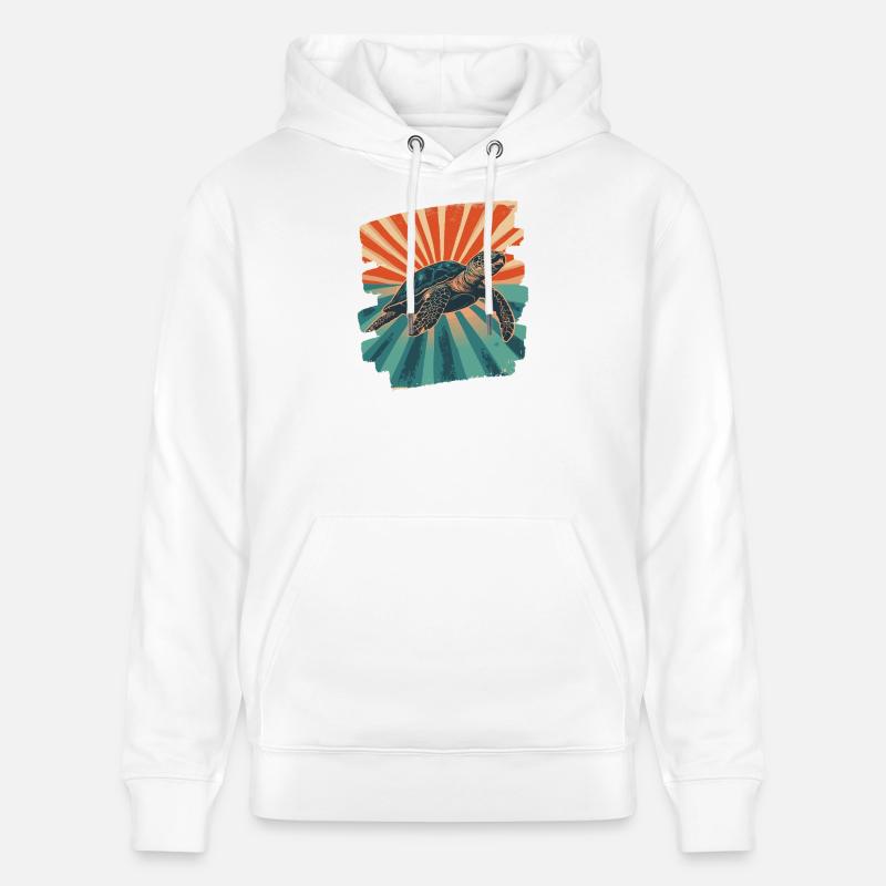 Tortue de mer rétro - Sweat à capuche bio CRUISER Stanley/Stella Unisexe - blanc