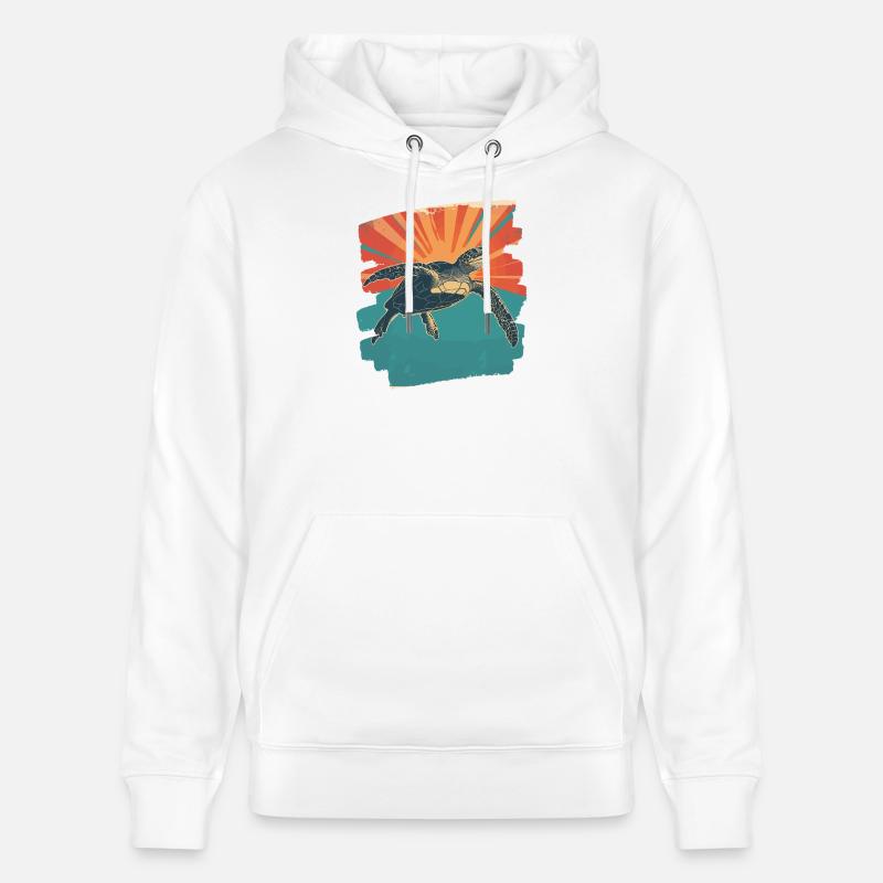 Tortue de mer rétro - Sweat à capuche bio CRUISER Stanley/Stella Unisexe - blanc