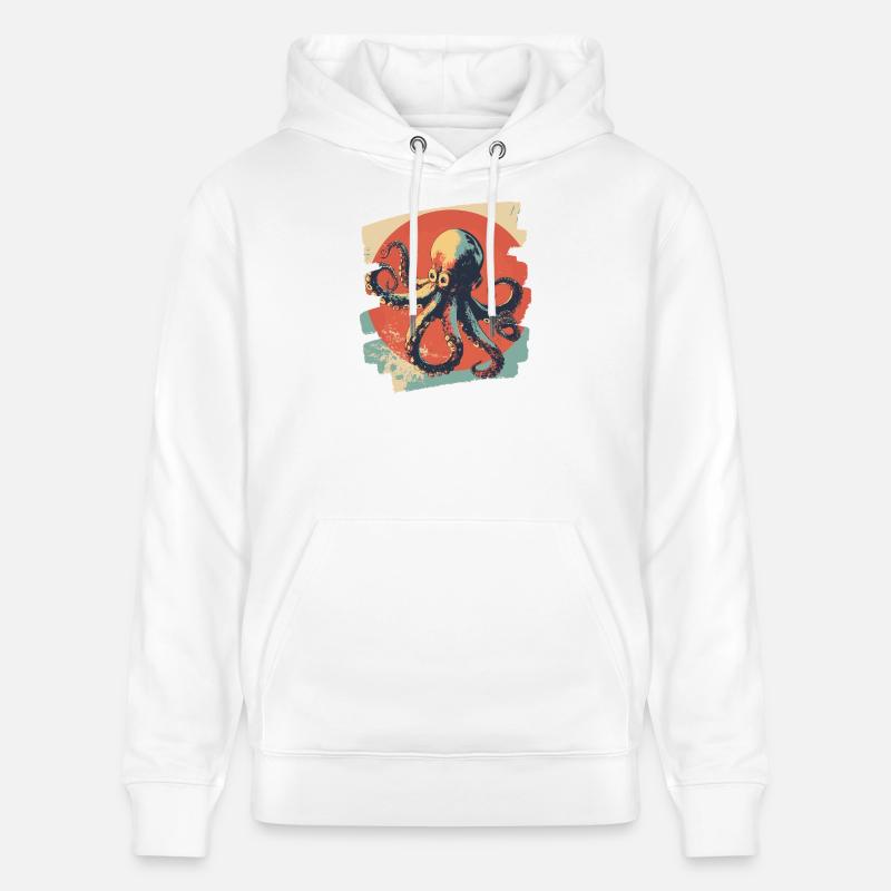 Kraken Oktopus Retro - Stanley/Stella Unisex Bio-Hoodie CRUISER - Weiß