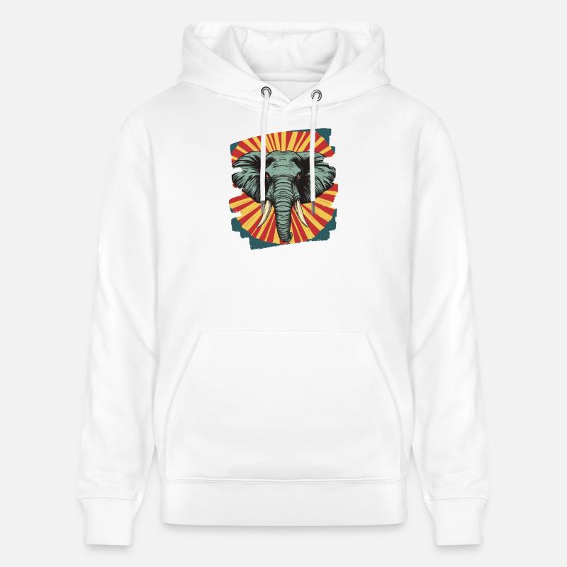 Éléphant Rétro - Sweat à capuche bio CRUISER Stanley/Stella Unisexe - blanc