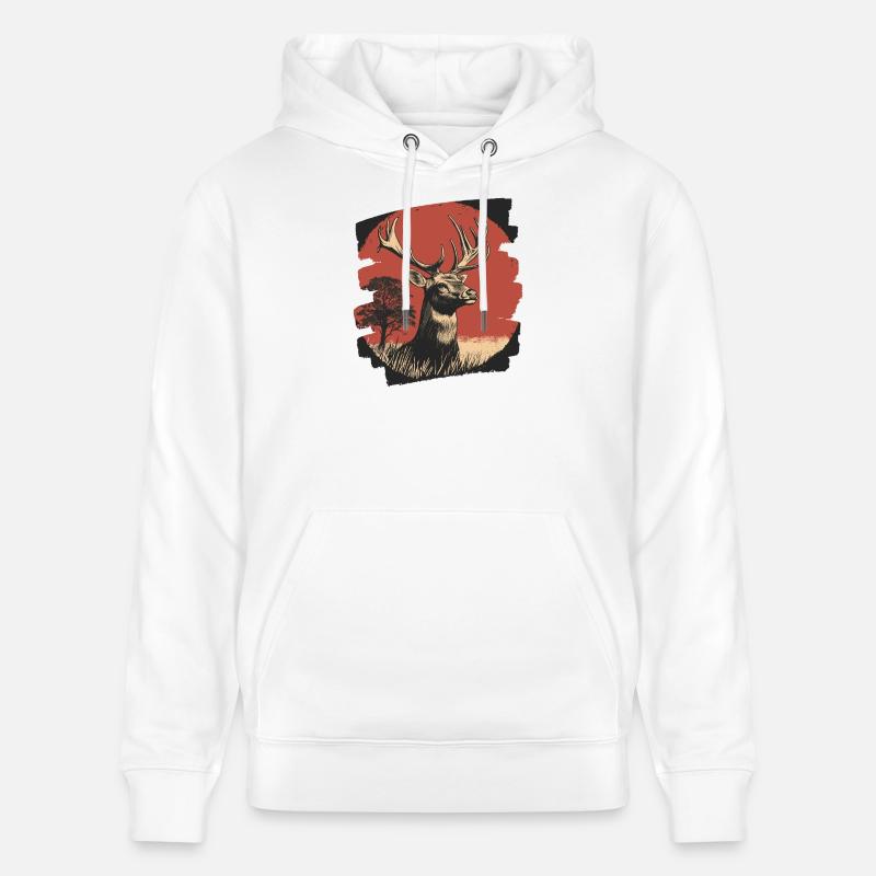 Hirsch mit Geweih - Stanley/Stella Unisex Bio-Hoodie CRUISER  - Weiß