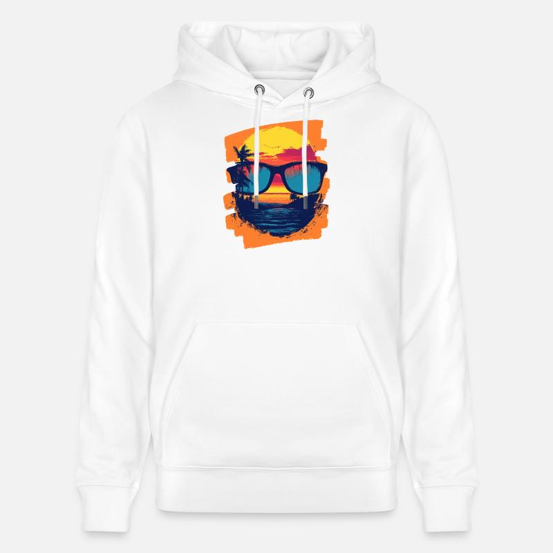 Lunettes de soleil Palmiers d’été - Sweat à capuche bio CRUISER Stanley/Stella Unisexe - blanc