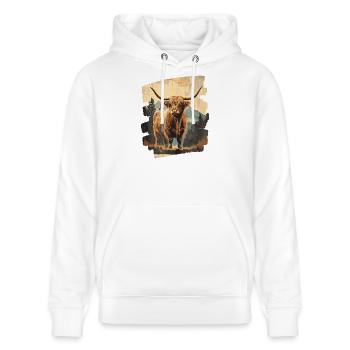 Schottisches Hochlandrind - Stanley/Stella Unisex Bio-Hoodie CRUISER  - Weiß - Vorne - Alina (178cm) & Michal (187cm)