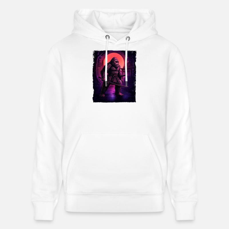 Samurai Bigfoot Kryptid Sasquatch Yeti Jäger - Stanley/Stella Unisex Bio-Hoodie CRUISER  - Weiß