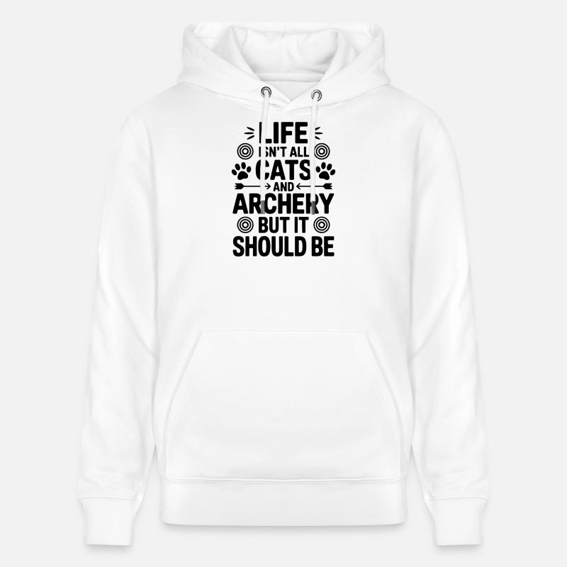 Bogenschießen Spruch Katzen Bogenschießen Geschenk - Stanley/Stella Unisex Bio-Hoodie CRUISER  - Weiß
