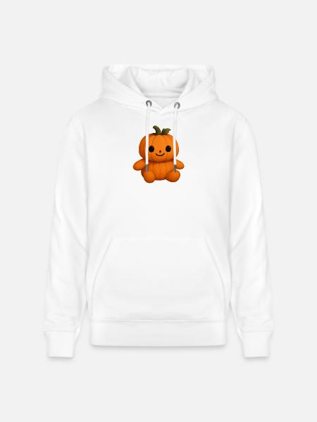 Cute pumpkin teddy bear friendly face - Stanley/Stella CRUISER Unisex Organic Hoodie - white