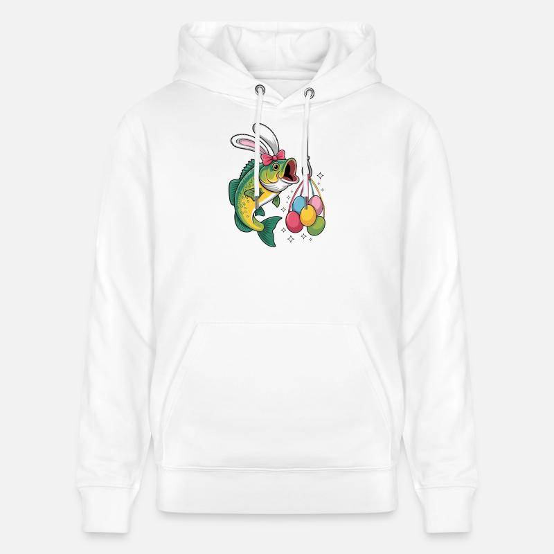 Lapin de Pâques Pêche Dessin animé - Sweat à capuche bio CRUISER Stanley/Stella Unisexe - blanc