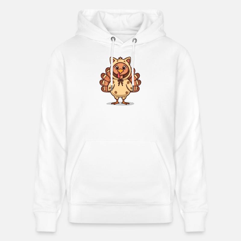 Drôle de chat de dinde Thanksgiving - Sweat à capuche bio CRUISER Stanley/Stella Unisexe - blanc