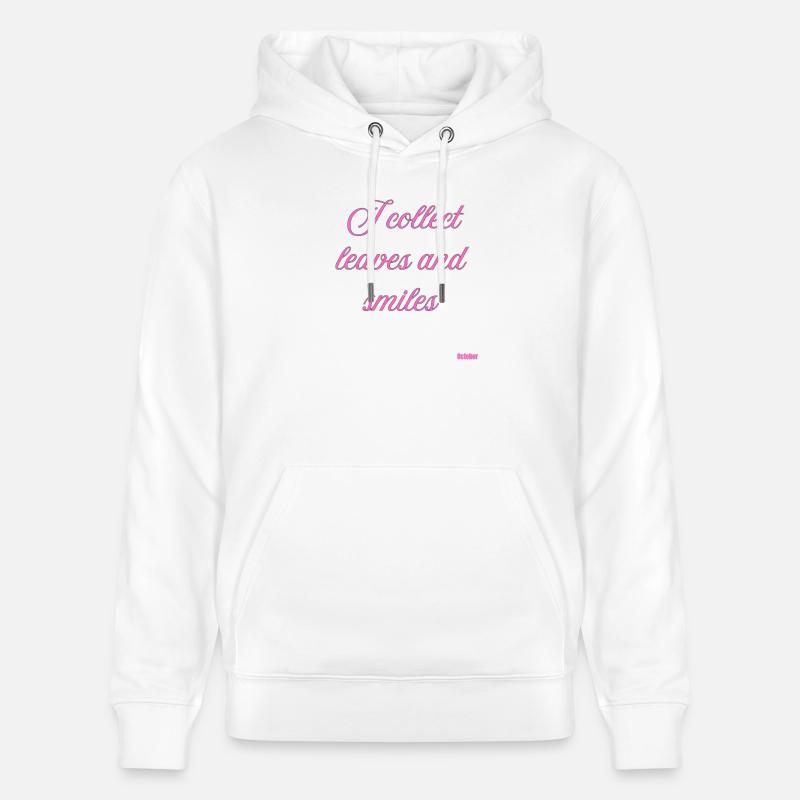 Feuilles et sourires rose script - Sweat à capuche bio CRUISER Stanley/Stella Unisexe - blanc