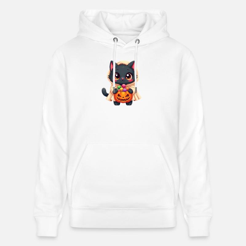 Chat d’Halloween avec citrouille d’Halloween - Sweat à capuche bio CRUISER Stanley/Stella Unisexe - blanc