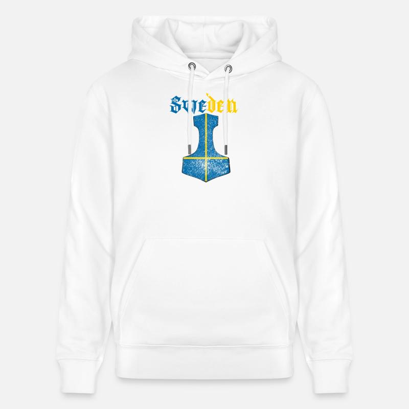 Schweden Flagge – Mjölnir Thorhammer Design - Stanley/Stella Unisex Bio-Hoodie CRUISER - Weiß