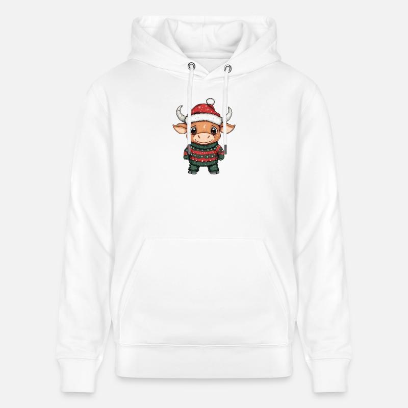 Taureau Noël - Sweat à capuche bio CRUISER Stanley/Stella Unisexe - blanc