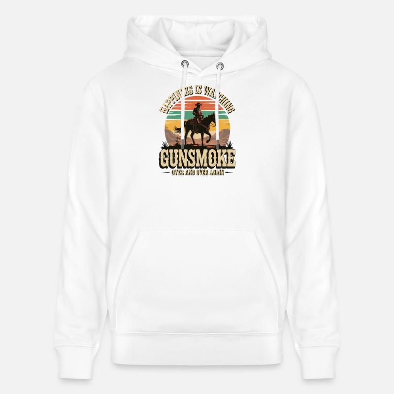 Télévision western classique - Cowboy Sunset Design - Sweat à capuche bio CRUISER Stanley/Stella Unisexe - blanc