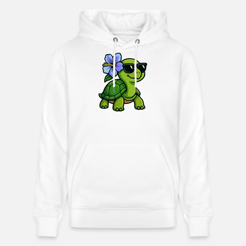 Tortue avec fleur d’hibiscus - Sweat à capuche bio CRUISER Stanley/Stella Unisexe - blanc