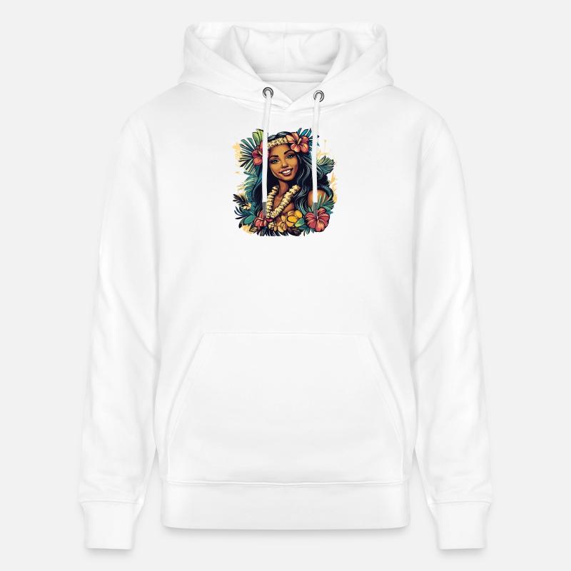 Couronne de fleurs de hula tropicale - Sweat à capuche bio CRUISER Stanley/Stella Unisexe - blanc